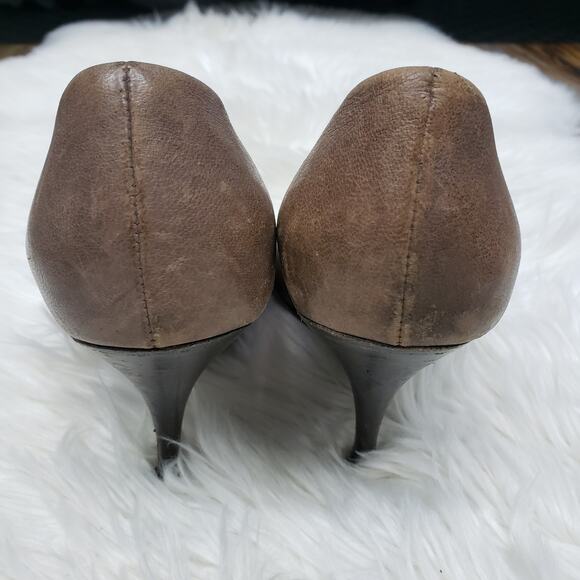 Dolce & Gabbana Pumps 40 Made in Italy Peep Toe Brown Stiletto Heel Shoe Leather - Picture 7 of 11